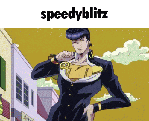 a picture of a man with the word speedyblitz on the bottom