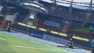 a blurred image of a soccer stadium with a banner that says epco