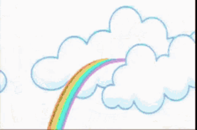 a drawing of a roller coaster with flowers and a rainbow in the background