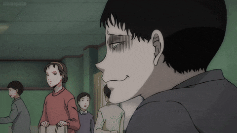 a group of people are standing in a hallway and the word animepals is on the bottom