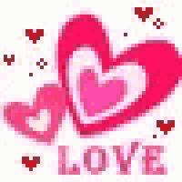 the word love is surrounded by pink hearts and hearts .
