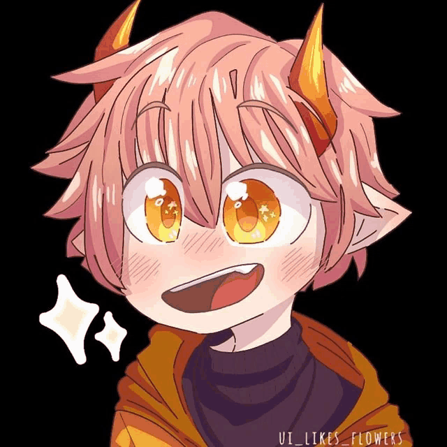 a drawing of a boy with horns and the name ui_likes_flowers