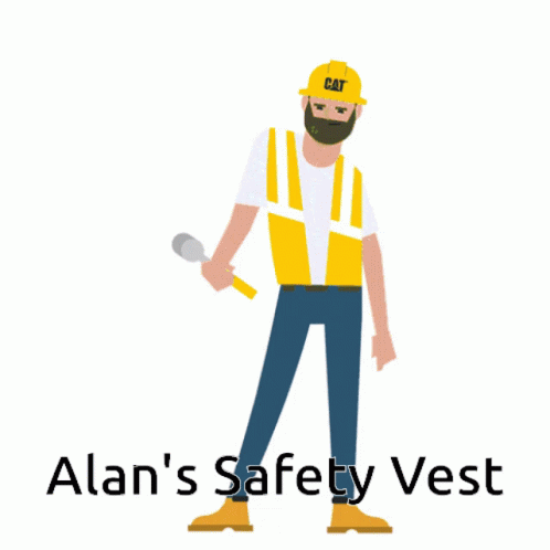 Safety Vest Contraction Worker GIF - Safety Vest Contraction Worker Hammer GIFs