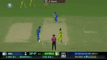 a cricket game is being played between india and australia and the score is 12 to 22