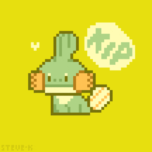 a pixel art drawing of a rabbit with a speech bubble that says " tip "
