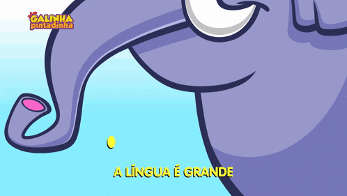 a cartoon of an elephant with the words galinha pintadinha on the bottom