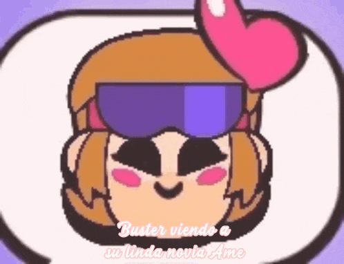 a pixel art of a girl wearing sunglasses with the words buster viendo su linda novia ame below her