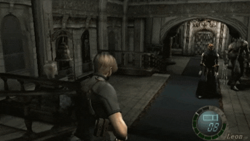 a video game shows a man holding a gun and the number 38