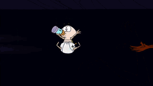 a cartoon drawing of a cockroach carrying a baby in a diaper