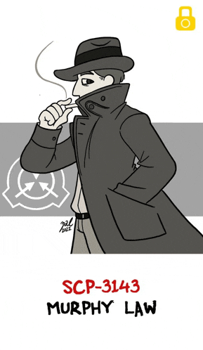 a black and white drawing of murphy law from scp-3143