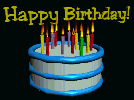a birthday cake with candles on it and the words happy birthday