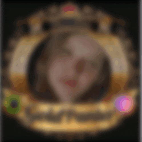 a blurred picture of a woman in a gold frame with the words " i love you "