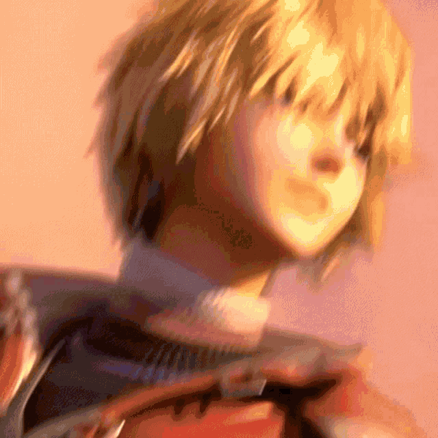 a close up of a person with blonde hair