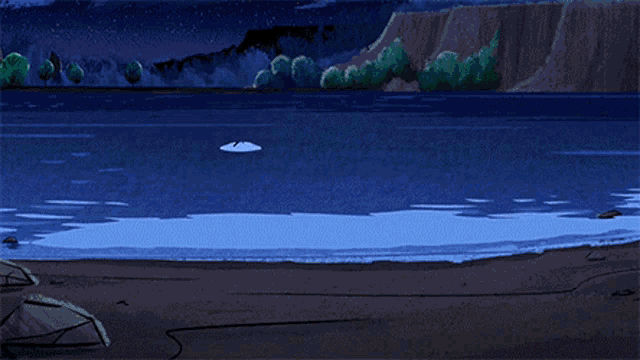 a cartoon drawing of a green monster floating in the water