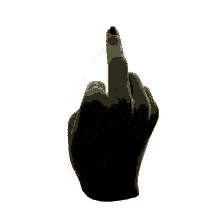 a black hand is making a middle finger gesture .