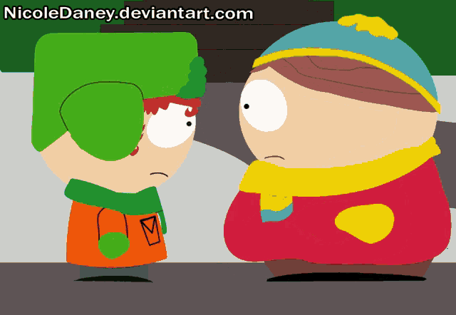 two cartoon characters standing next to each other with the website nicoledaney.deviantart.com visible