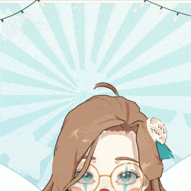 a drawing of a girl wearing glasses and a clown nose