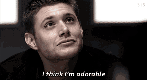 a man says i think i 'm adorable in a black and white image