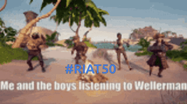 a blurred image of a group of people with the words " me and the boys listening to wellerman "