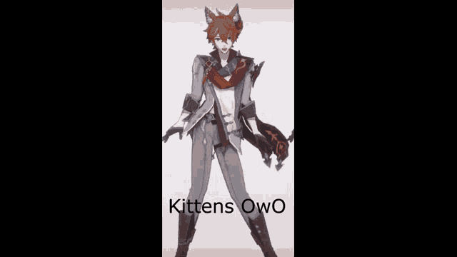 a man with a cat 's ears is holding a sword in a video game .