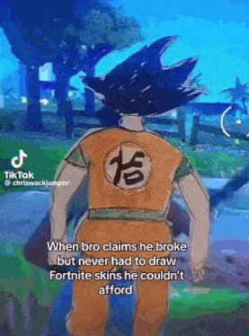 a cartoon of a man with a dragon ball z logo on his back