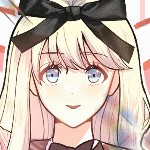 a drawing of a girl with blonde hair and blue eyes