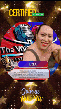 liza is a certified member of the voice g member