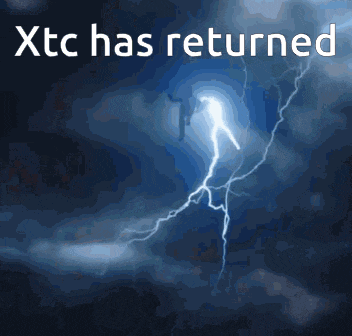 xtc has returned is written on a blue background