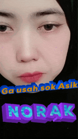 a close up of a woman 's face with the word norak in the upper right corner