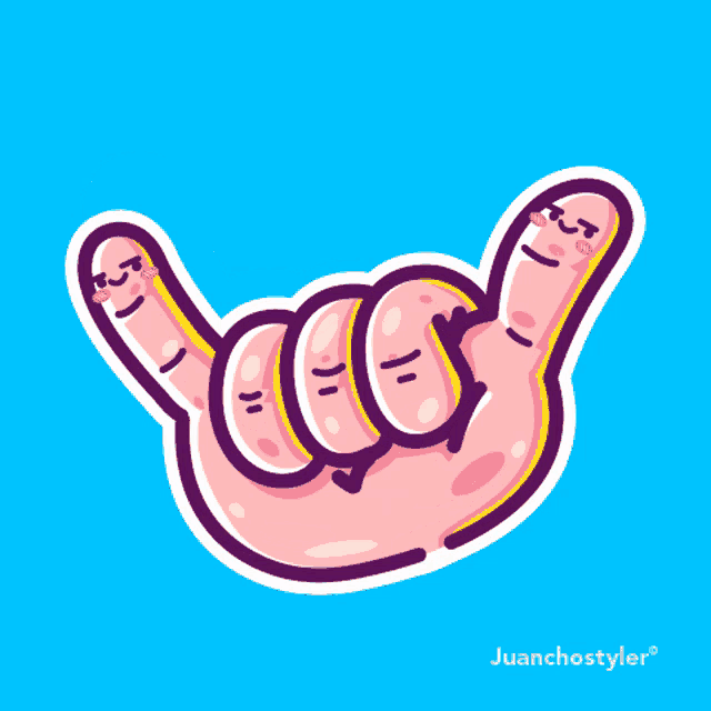 a cartoon drawing of a hand making a horns sign