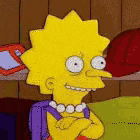 a cartoon character from the simpsons is sitting on a couch with a backpack .