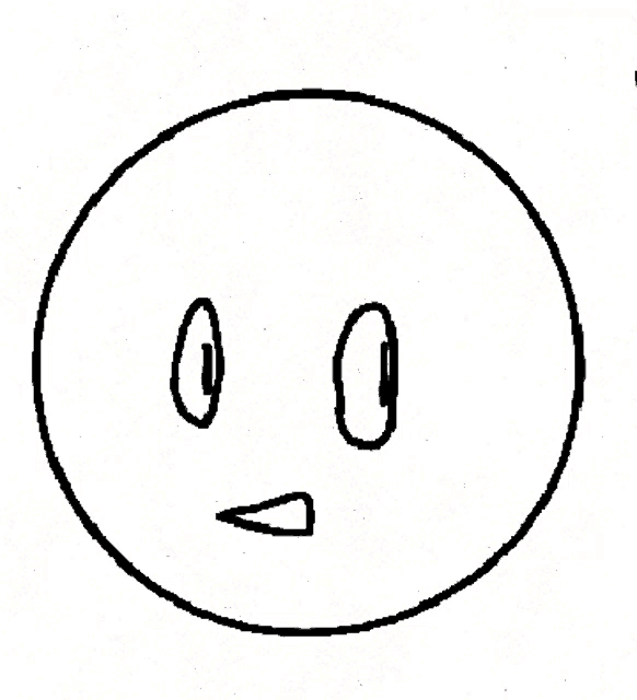 a black and white drawing of a face with a triangle in the middle