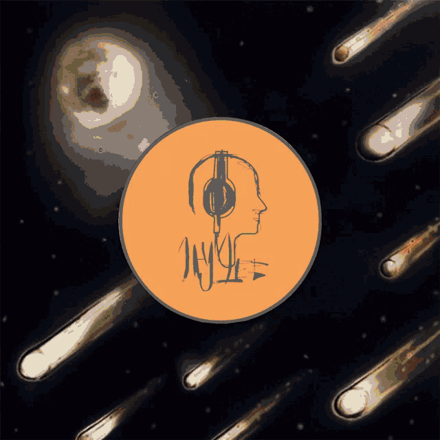 a drawing of a man wearing headphones with the word hype written on it