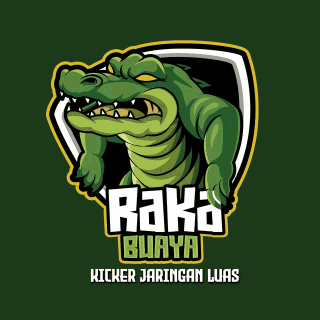 a cartoon crocodile with the words baka buaya kicker jaringan luas on the bottom