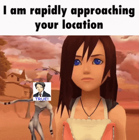 a cartoon of a girl with the words " i am rapidly approaching your location " on top