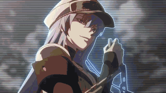 a pixel art of a girl with a hat that says ' ecg ' on it