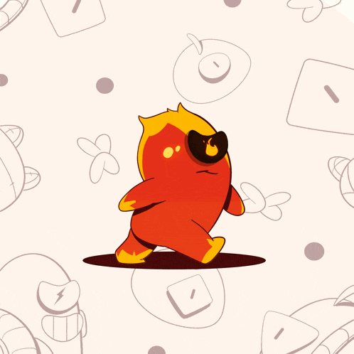 a cartoon character wearing sunglasses is walking in front of a pattern