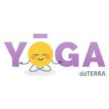 a logo for yoga doterra with a yellow smiley face on it .