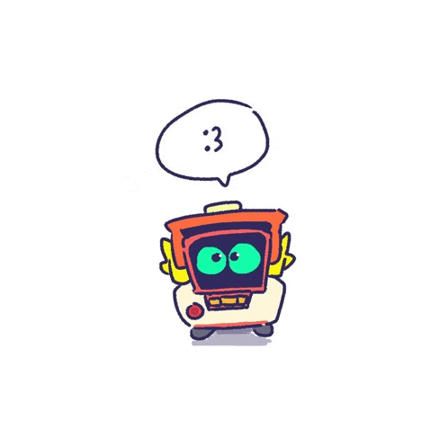 a cartoon drawing of a robot with a speech bubble that says : 3 .