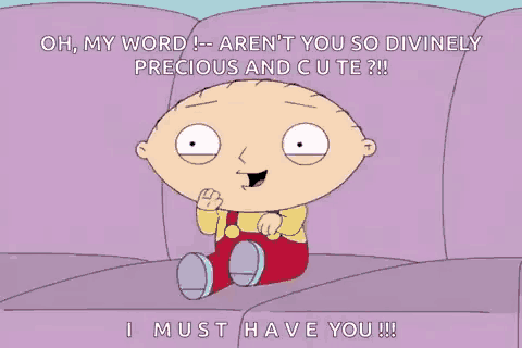 a cartoon character from family guy is sitting on a couch and saying " oh my word "