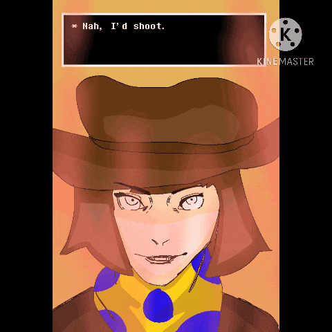 a drawing of a man wearing a cowboy hat and a scarf says nah i d shoot