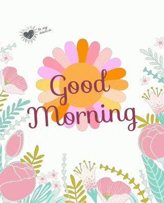 a poster that says good morning with a flower in the middle