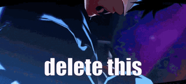 a purple and blue background with the words delete this on the bottom