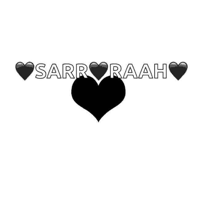 a gray heart with the words sarr raah on it