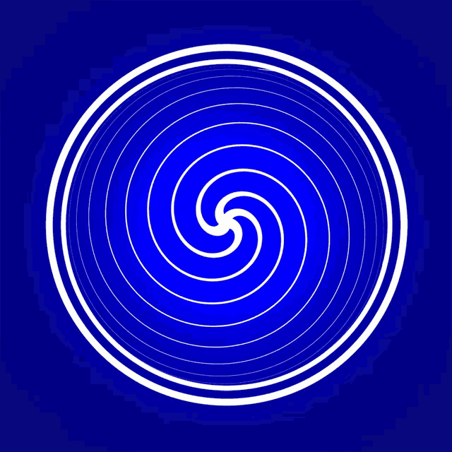 a blue circle with a white spiral in the middle