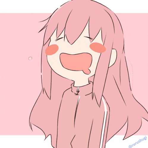 a drawing of a girl with pink hair has the name nanushugi written below it