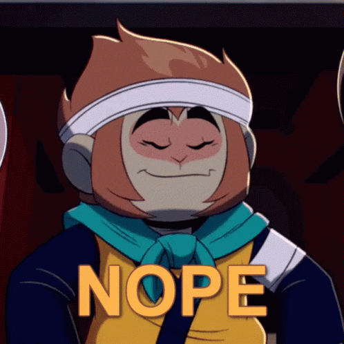 a cartoon monkey with a bandage on his head and the word nope written on his chest