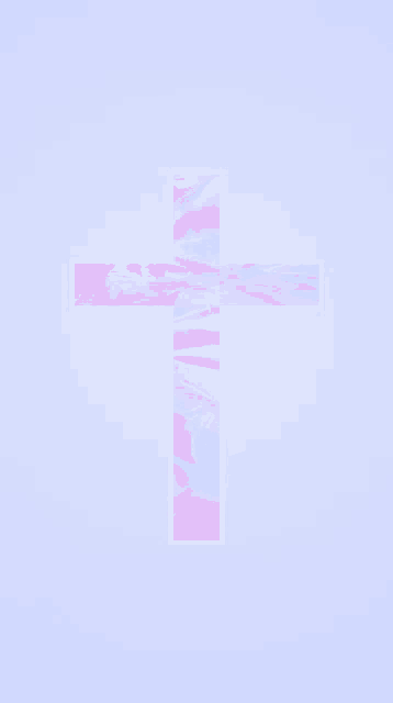 a cross on a purple background with a white frame