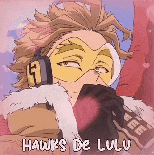 a picture of hawks de lulu from my hero academia with a heart in the background