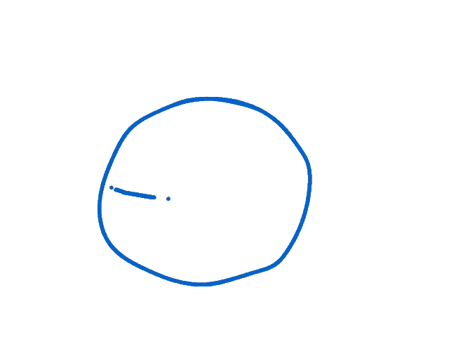 a person 's hands are reaching out towards a blue circle with a smiley face drawn on it